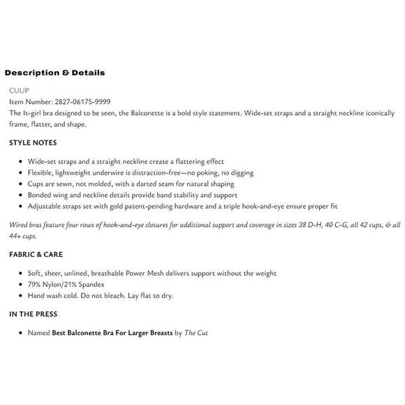 CUUP The Balconette - Mesh Taupe Bra Darted Seam Size 38F - Picture 7 of 7